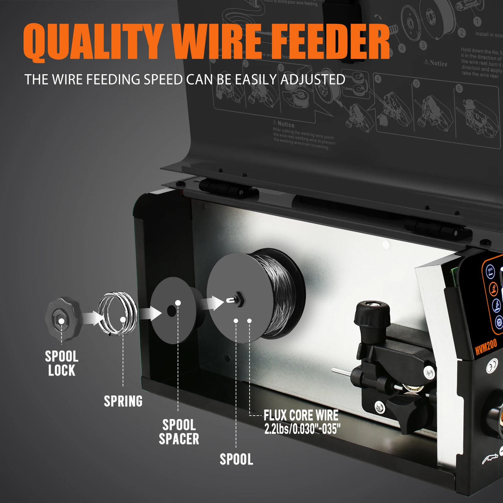 Imagem -06 - Hzxvogen-máquina de Solda Semi-automática em Mig Tig Mma Inversor Hvm200 Soldador Synergy Tool Não Gás para Solda de Ferro sem Gasolina