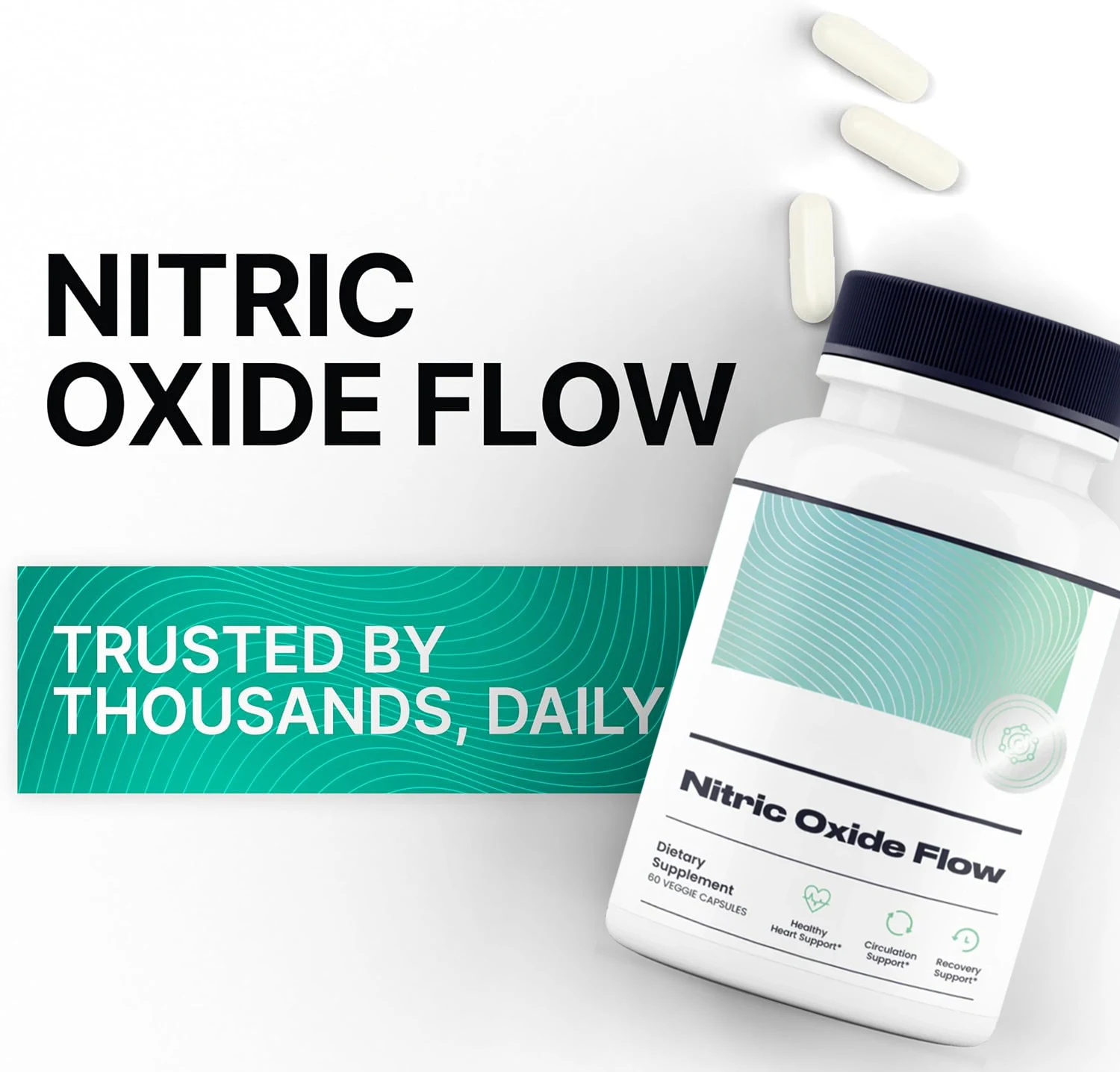 Nitric Oxide Supplements for Men - 1500MG L-Arginine - Heart Support & Flow Circulation Booster, Preworkout, Bodybilding