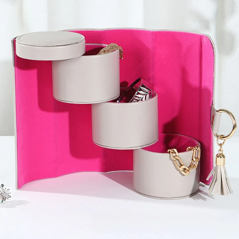 

Modern Jewelry Box Earrings Necklaces Jewelry Display Watches Accessory Collapsible Cylinder Storage Boxes Storage Organizer Box