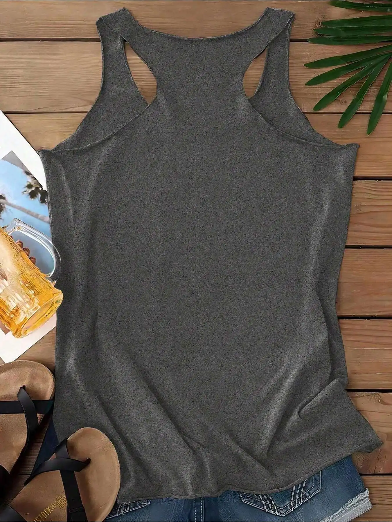Ladies' Vintage Wing Motorcycle Letter Print I-Back Vest Casual Sleeveless Top