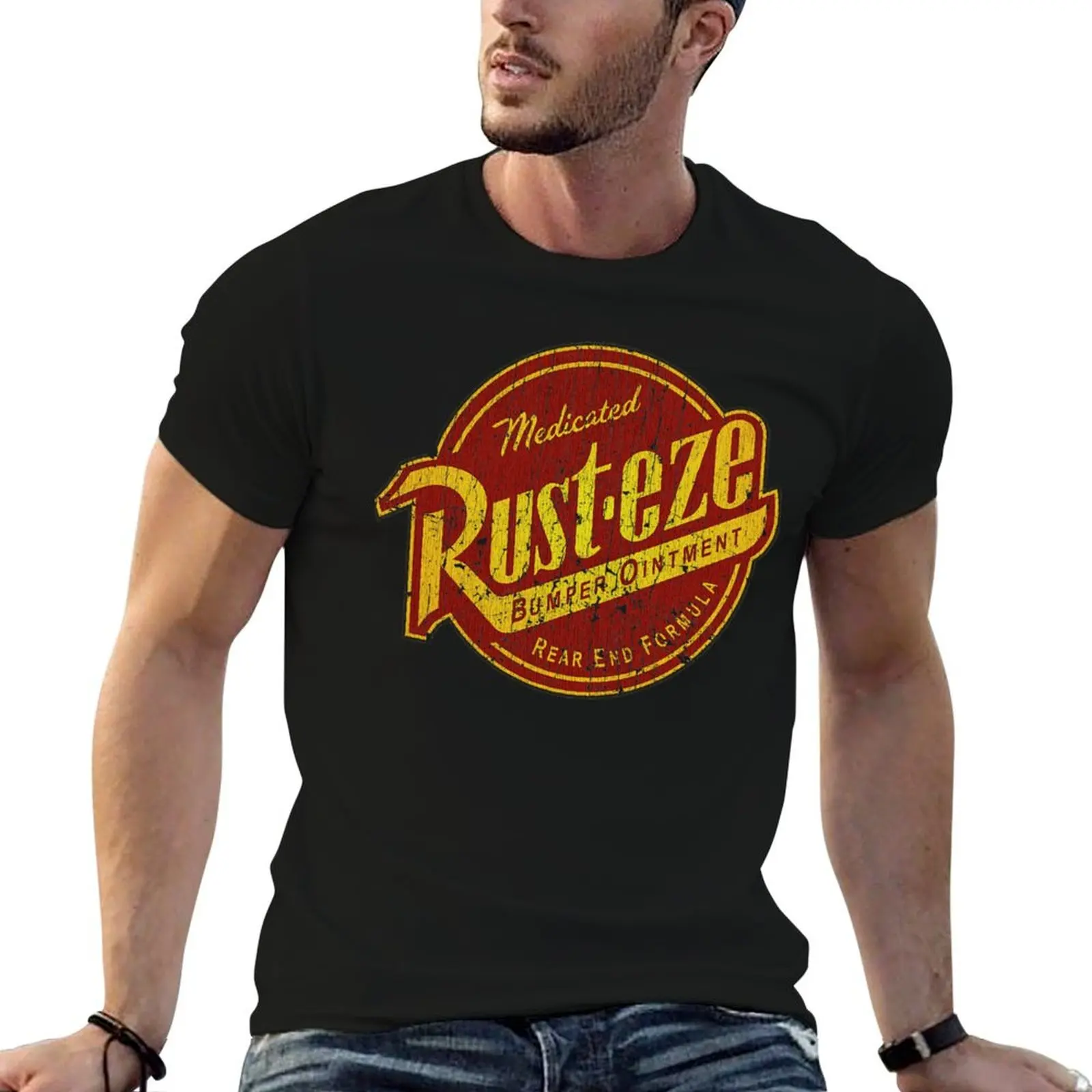 Auto Racing Rust-eze Bumper Ointment 1990 T-Shirt Work Casual Loose Fit T-Shirt