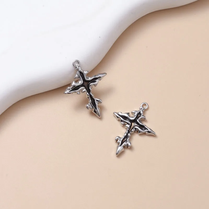 5pcs New Cross Enamel Charms Fashion Y2K Style Religious Pendants For Making DIY Handmade Findings Accessories Necklace Jewelry