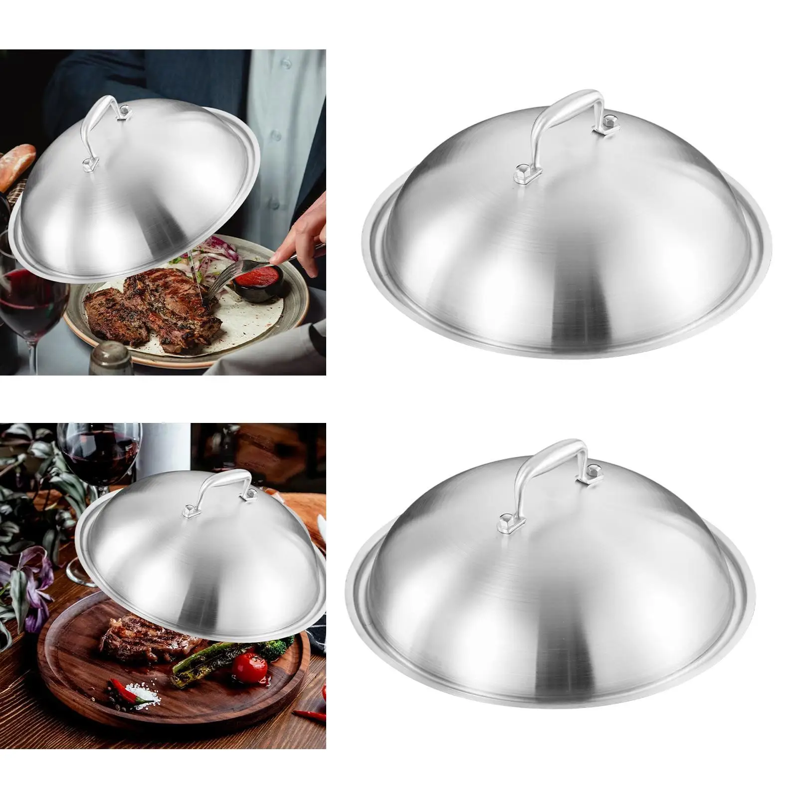 

Stainless Steel Pot Lid Round Wok Cover Cheese Melting Dome Cover Universal Rust Resistant Cooking Pot Cover Fry Pan Cover