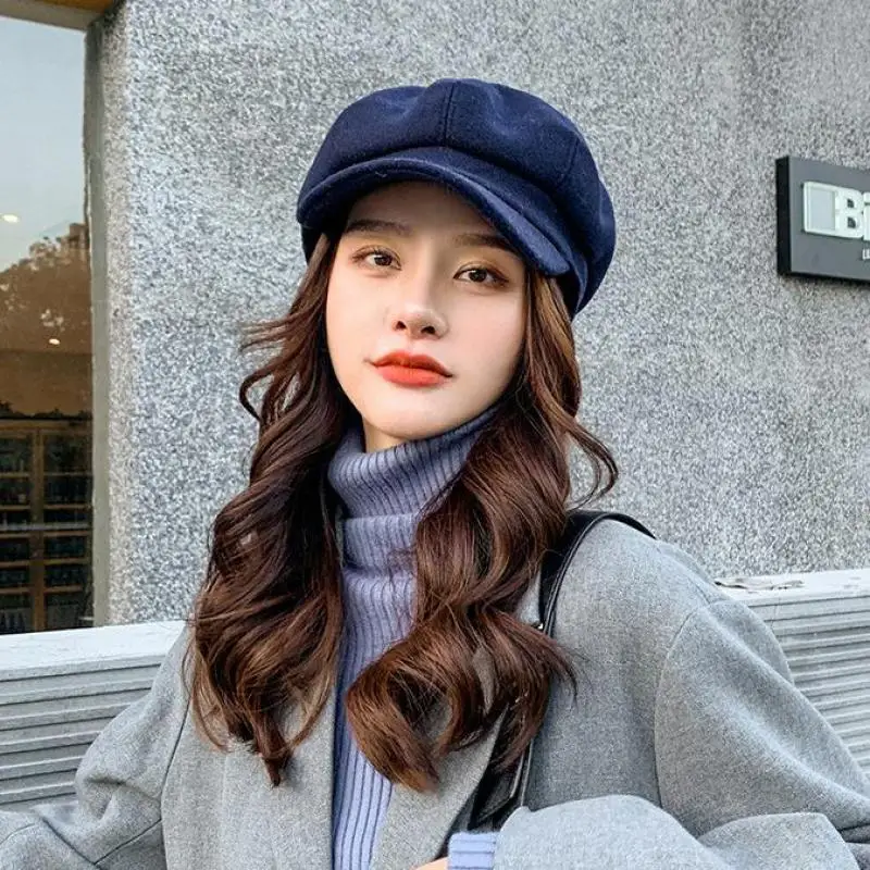 Women's Berets Octagonal Cap Winter Hats Woman Autumn Trendy British Solid Color Beret Cap Female French Berets Casual New Boina