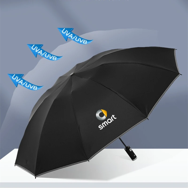 Automatic Umbrella with Led Light Umbrella 10 Ribs 3-folding Inverted Umbrella For Smart 451 brabus Smart 453 fortwo forfour