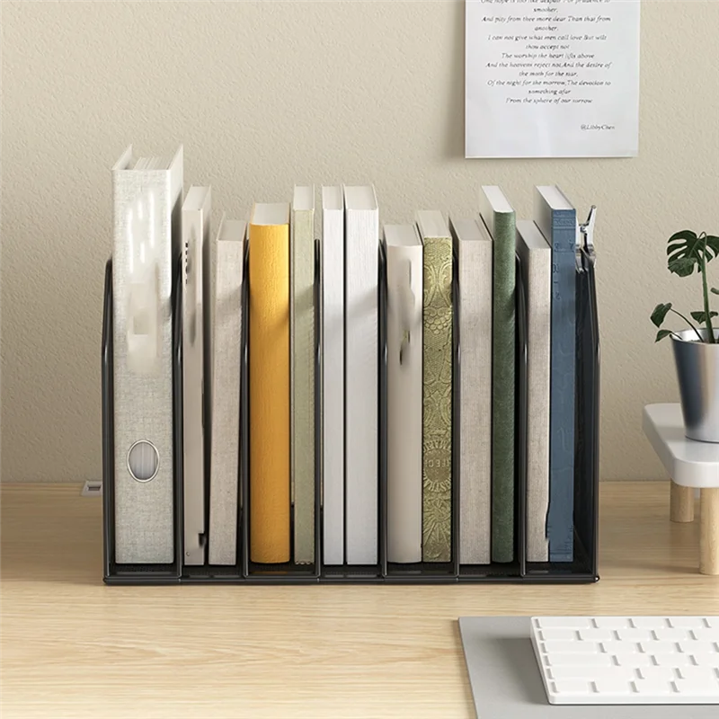 Металлический 7-секционный органайзер для папок с файлами для стола, вертикальный офисный держатель для файлов, сетчатый сортировщик документов, хранение книг, переплет