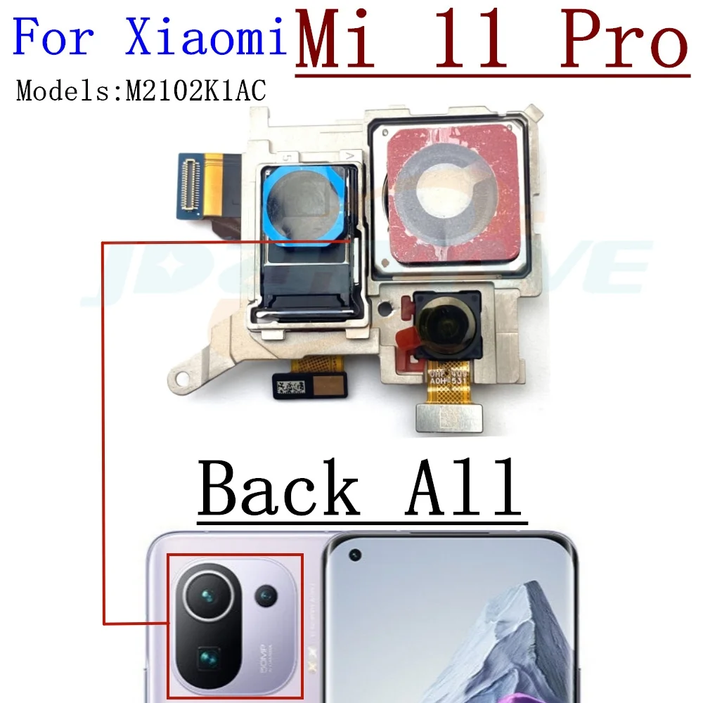 Back Facing Camera For Xiaomi Mi 11 Pro Ultra Ultrawide+Depth+Macro Front Selfie Samll Rear Camera Flex Cable Part