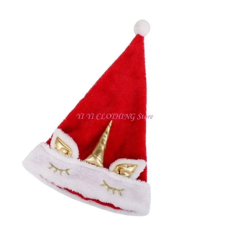 N5KF Festives Unicorns Christmas Hat Adjustable Novelty Hat Cheerful Holiday Headwear