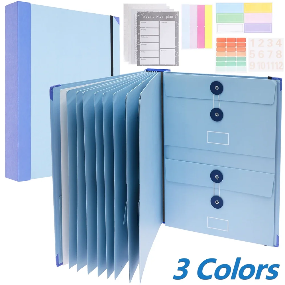 Document Binder Portable File Organizer with Multiple Pockets Office Storage Materials File Bag for Important Documents Bills