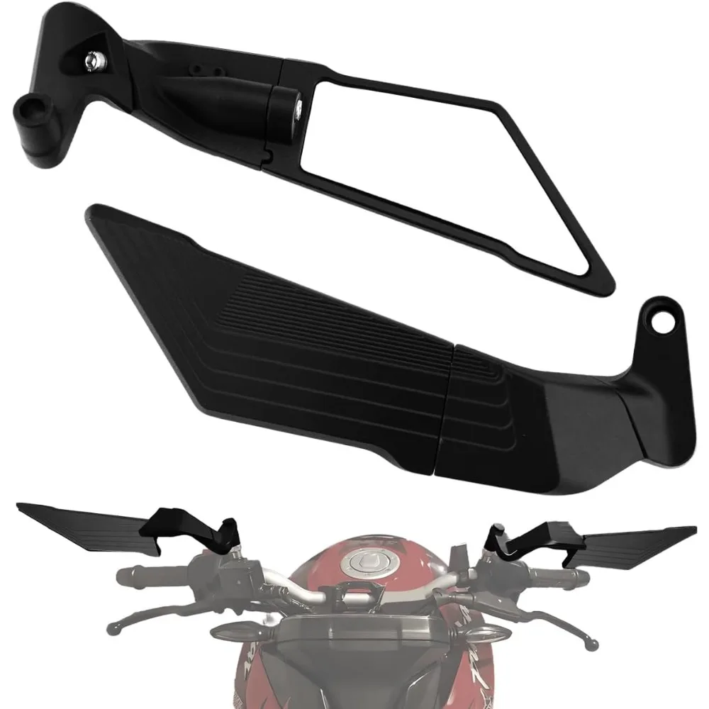 

Stealth Wing Motorcycle Mirrors, 360° Rotating Rear View Side Mirrors Universal Compatible with Kawasaki Z400 Z650 Z900 Z1000, Y