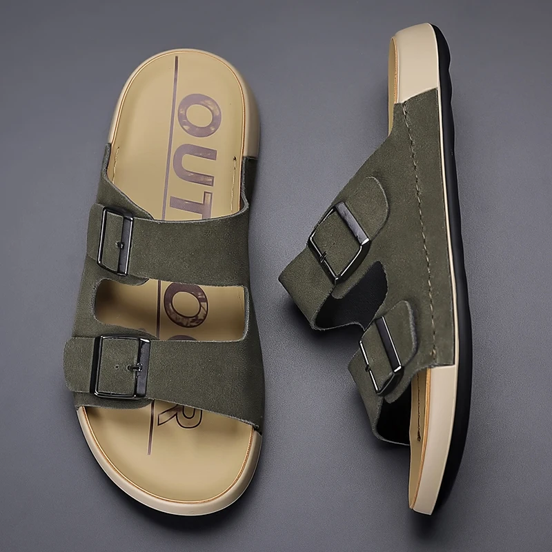

Men Retro Striped Slippers Lightweight Soft EVA Thick Bottom Anti Slip Indoor Home Outdoor Beach Daily Casual Flat Slide Sandals