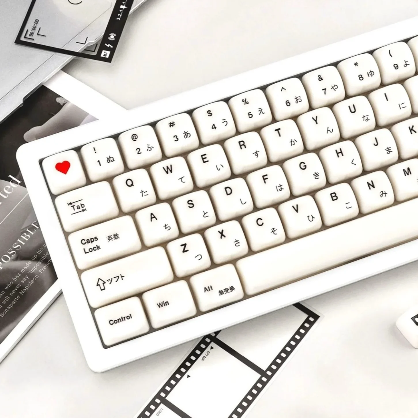 MOA Minimalist White Japanese Keychain PC Transparent 134 Key 60/64/84/98/108 Mechanical Keyboard