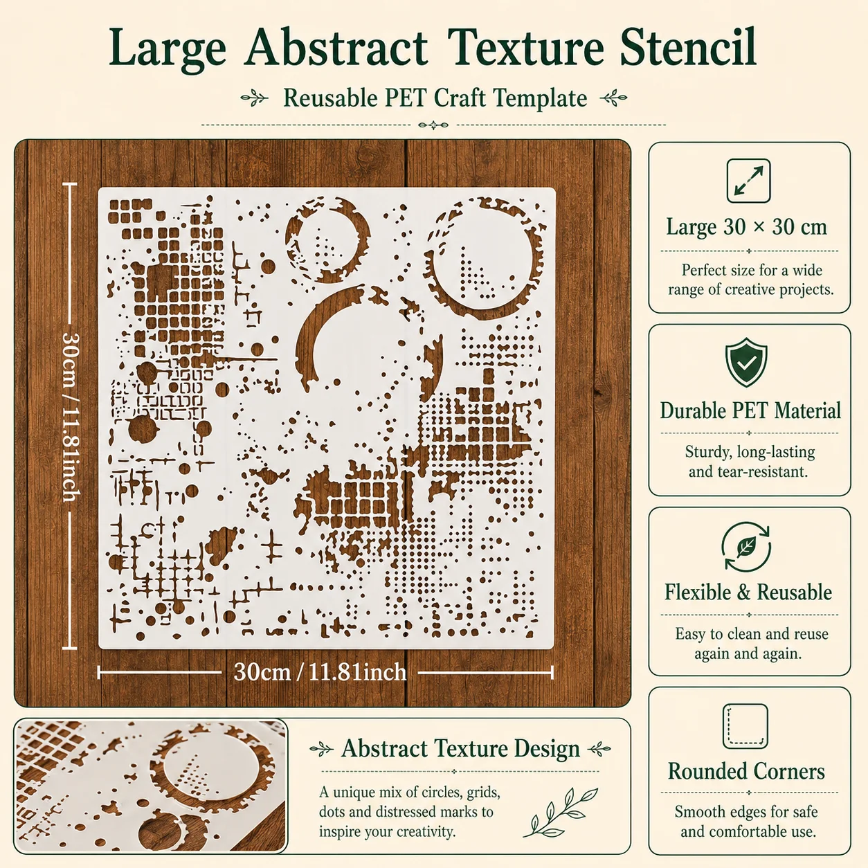 Abstract Geometry Stencil Set-Reusable Template to Elevate Space with Contemporary Artistic Touch on Furniture,Walls,DIY Crafts