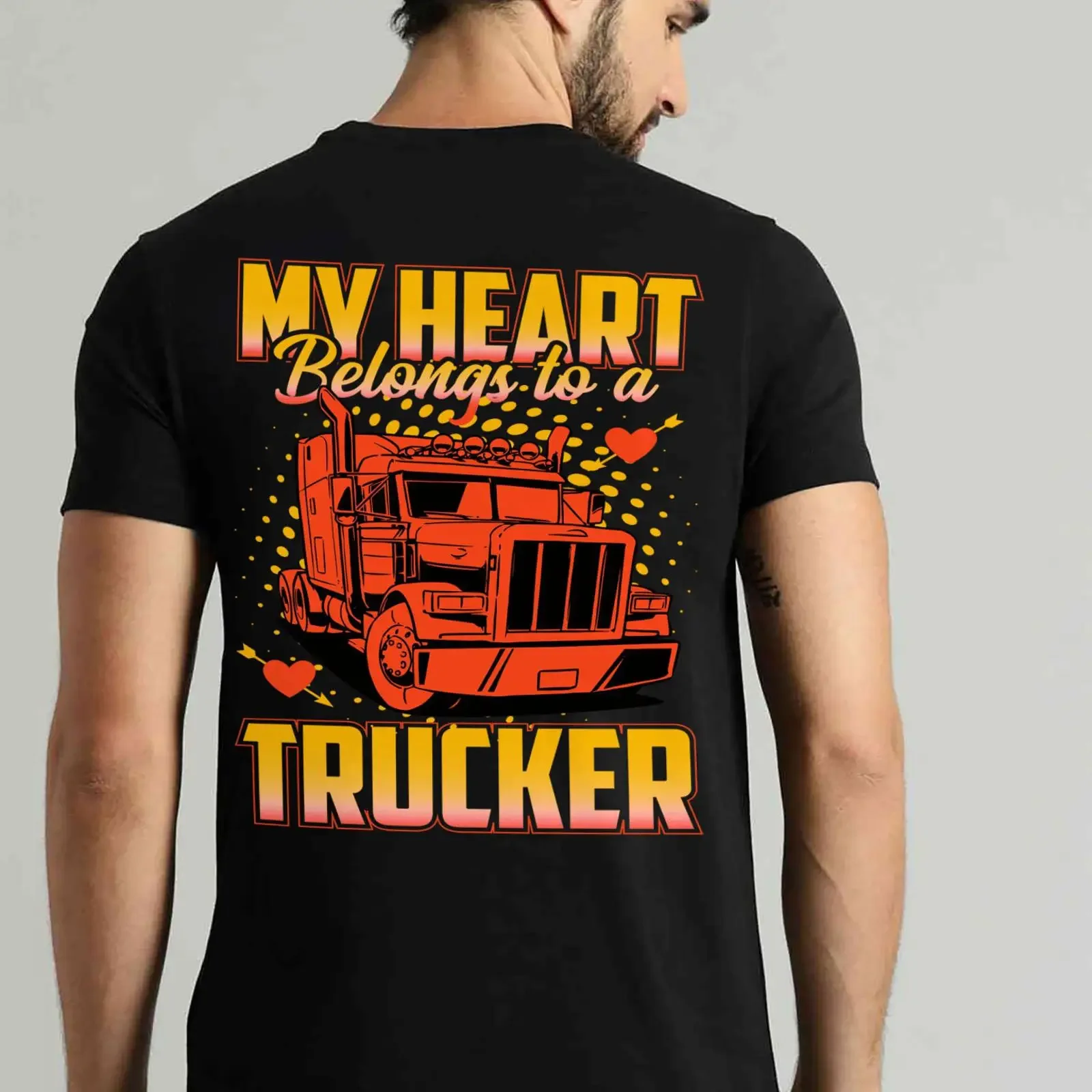 T-shirt pour chauffeur de camion, pour mon cœur qui appartient à un amoureux des camions, vintage, lavé, mode homme, légèrement polyvalent, unisexe