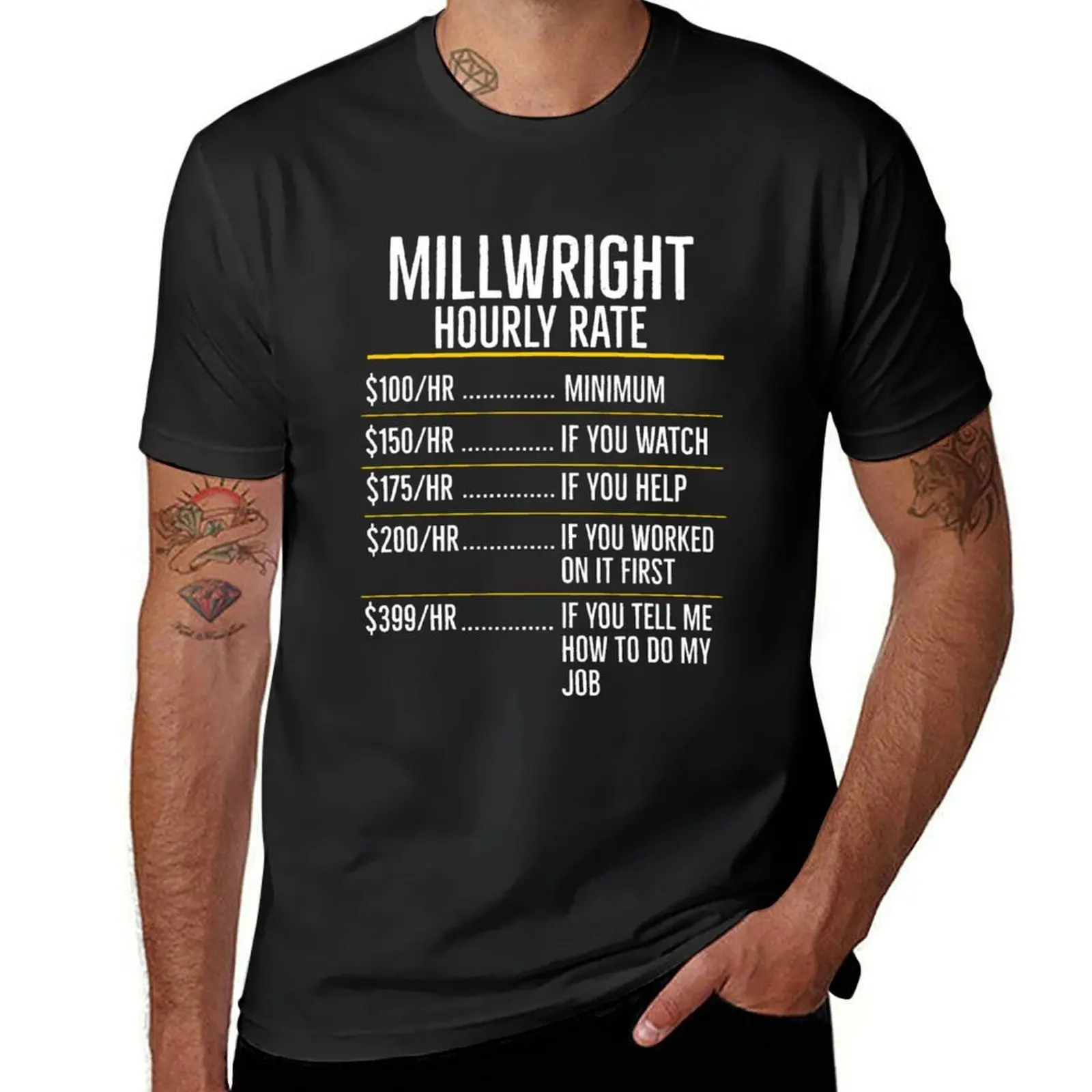 

Millwright Hourly Rate T-Shirt boys animal print Blouse vintage clothes mens graphic t-shirts funny