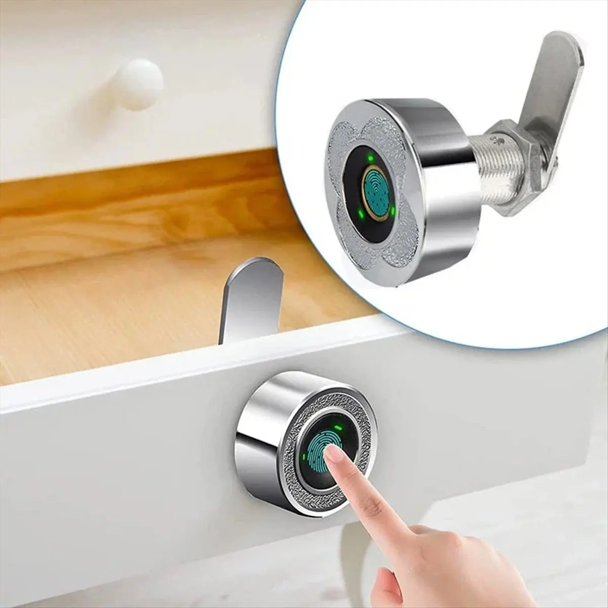 & AT27  Smart Fingerprint Drawer Lock - Electronic Double Door Cabinet Security Suitable for Wardrobes Shoe Cabinets Mailboxes A