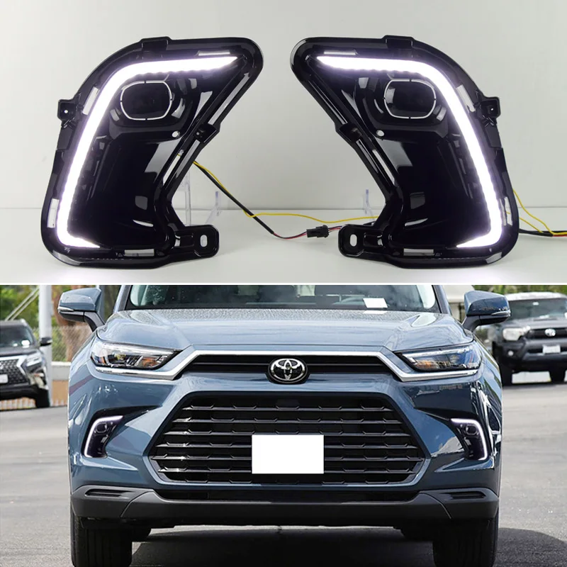 

LED Daytime Running Light For Toyota Grand Highlander 2024-2026 Dynamic Turn Signal Car DRL 12V LED Fog Lamp Decoration