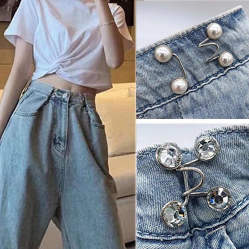 Nail-free Waist Buckle Detachable Metal Buttons Pearl Snap Fastener Pants Pin Retractable Button Sewing-Free Jeans Buckles