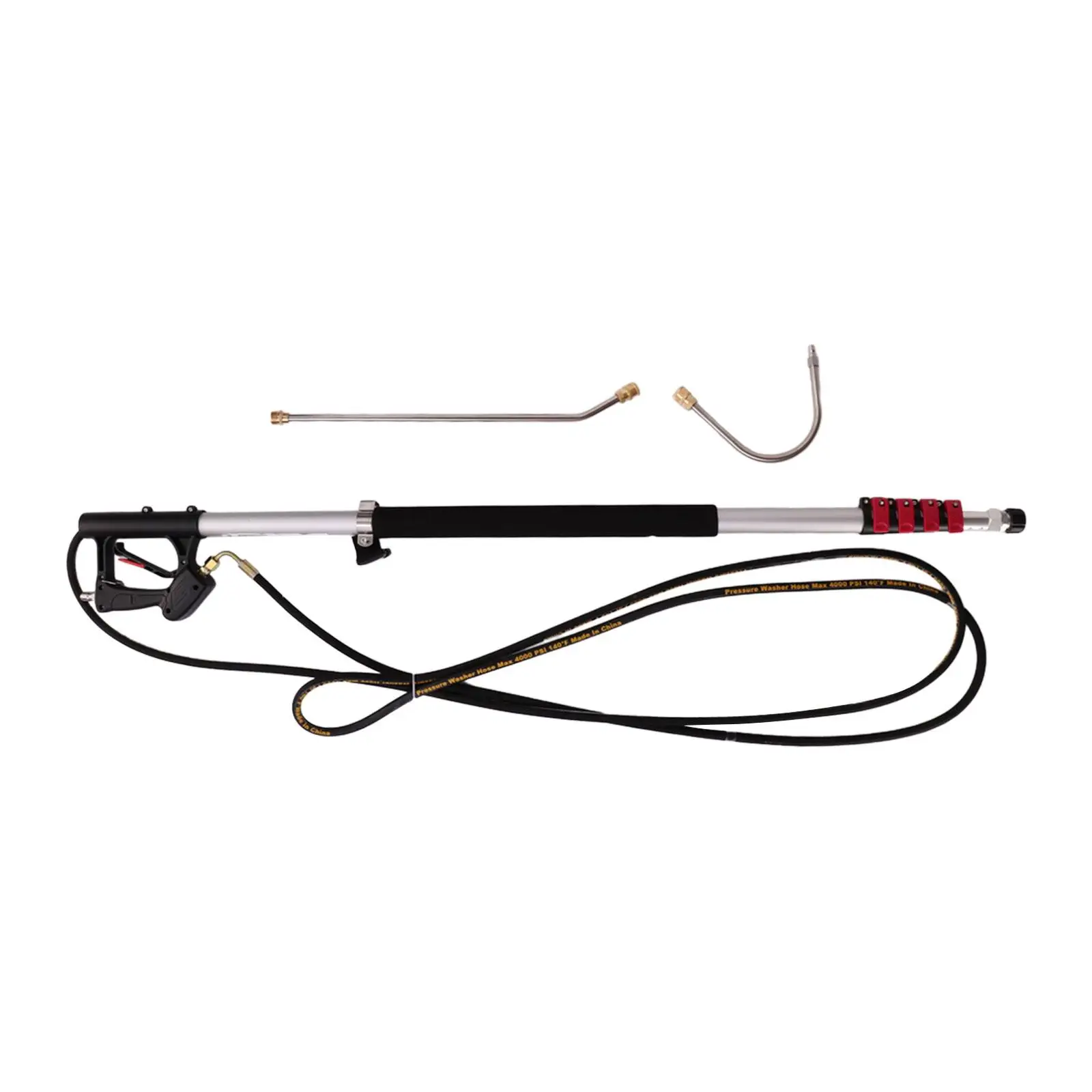

Telescoping Pressure Washer Wand Aluminum Alloy with Five Nozzle Tips Support Strap for Home Garden Roof