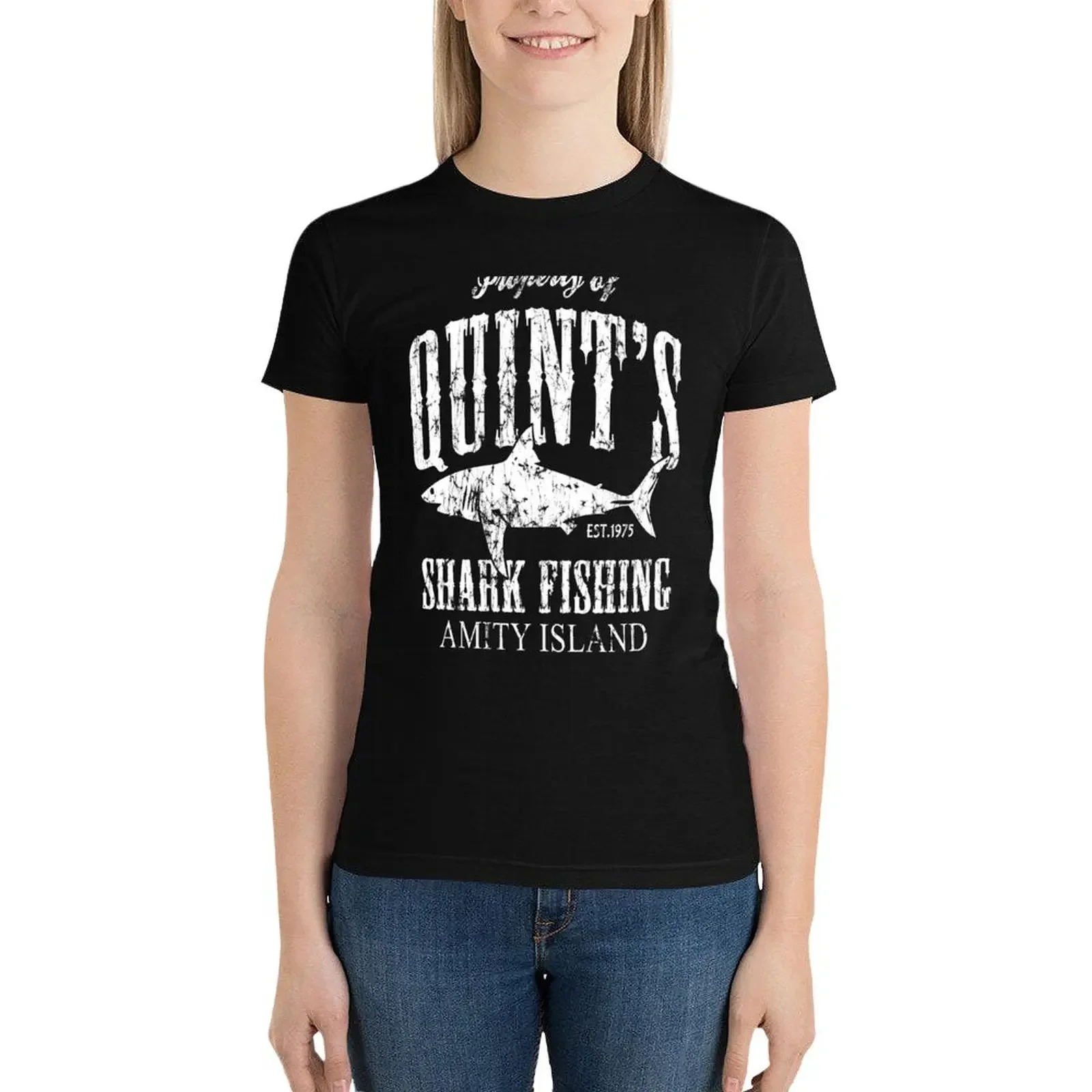 Quints Shark Fishing Amity Island T-Shirt cute clothes shirts graphic tees vintage clothes oversized t shirts for Women