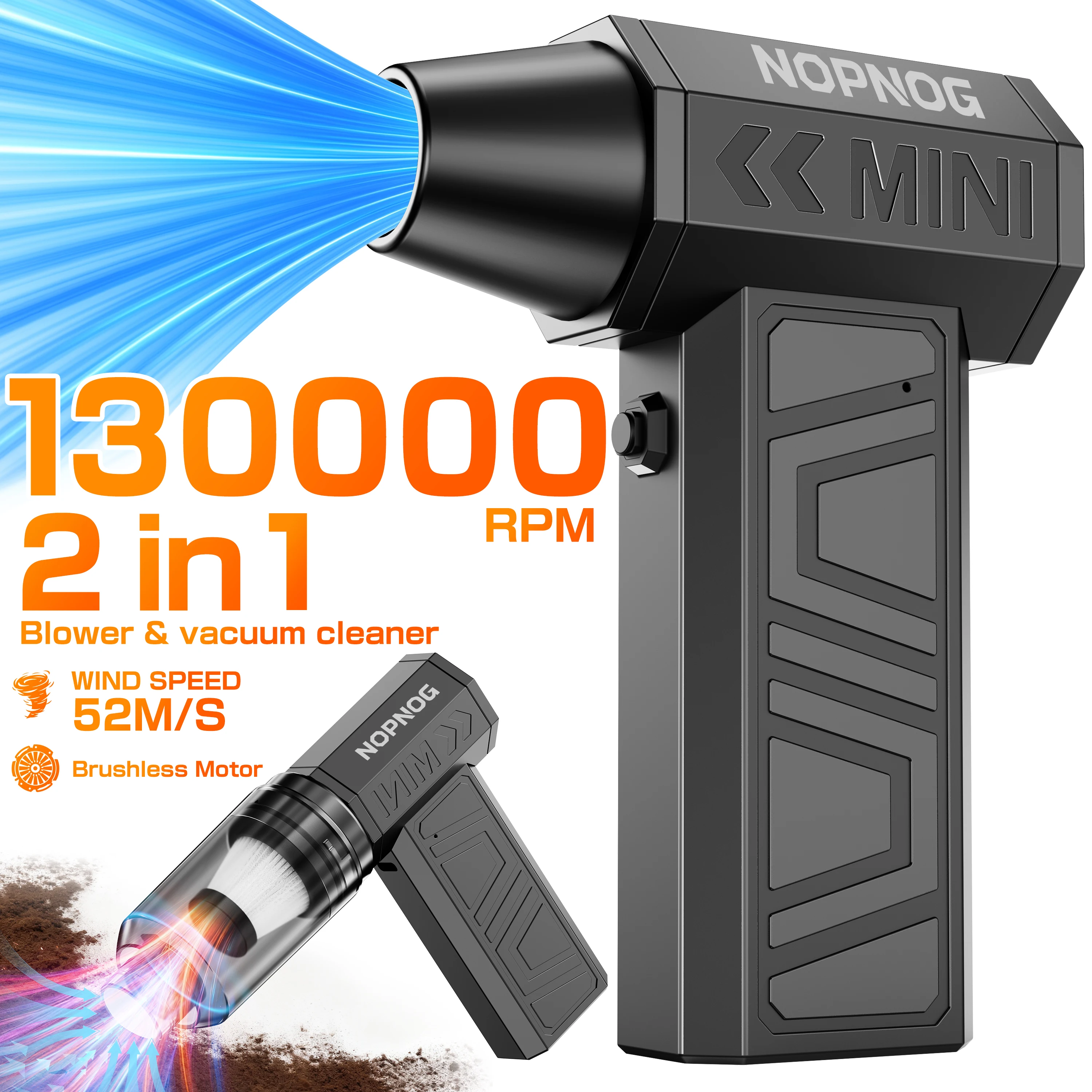 Blower Car Turbo Fan Cleaning Blow Tool Portable Handheld Violent Jet Fan Auto Accessories 2 in 1 Blow Snow Electric Air Duster