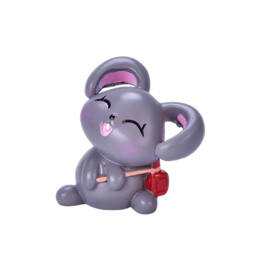 Decorative Mini Rabbit Mooncake Figurines Cute Cartoon Mid-autumn Rabbit Figurines Resin Moon Cakes Ornament Mid-autumn Festival