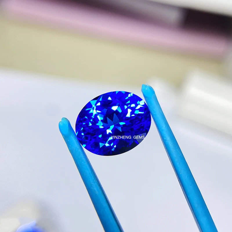 Lab grown Cobalt Spinel Loose gemstone oval cut shape Synthetic gem for Jewelry making material