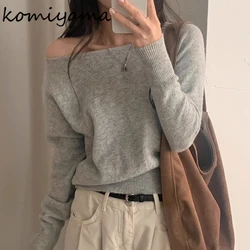 Irregular Skew Collar Ropa Mujer 2024 Woman Sweater Long Sleeve Bottomed Roupas Feminina Autumn Tops Korean Chic Outerwears