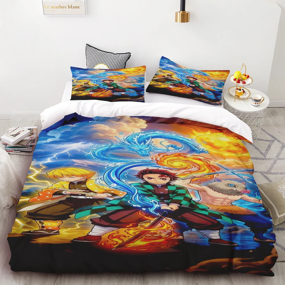 Duvet Cover Kamado Nezuko Demon Slayer Bedding Set Set Bedspread Pillowcase King Queen Full Single Size Bed Linen Kids Teen Gift view 5