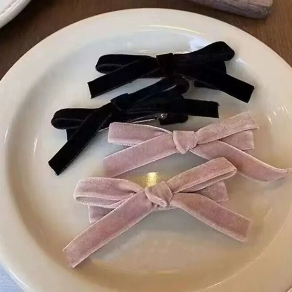 2 Stück Kroean Bunte Samt-Haarspangen mit Schleife für Mädchen, Frauen, Kinder, Vintage-Krabben-Haarklammern als Geschenk, Haaraccessoires – Detail 4