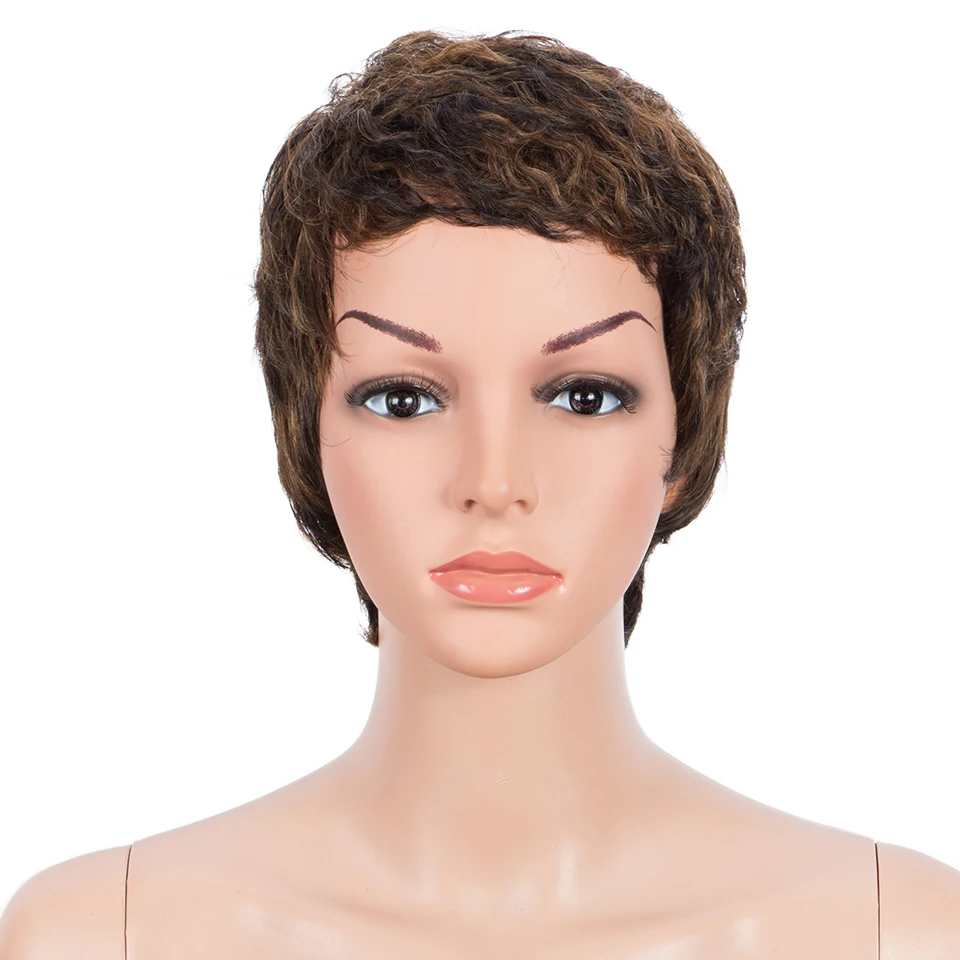 Sleek Human Hair Wigs Short Pixie Cut Wig For Women Highlight Remy Brazilian Hair Wigs 613 Blonde Woman Mom Wig Natural Wigs