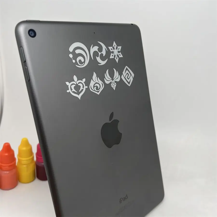 Anime Game Impact Seven Elements Theme Metal Hollow Logo Stickers Student Stationery Laptop Phone Case Decor DIY Decal Gifts