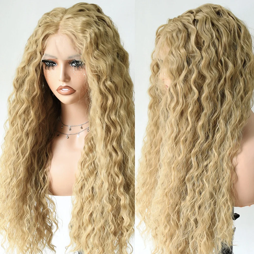 허니 블론드 곱슬 가발 13x4 HD 루즈 딥 웨이브 프론탈 가발 워터 웨이브 레이스 프론트 가발 글루리스 내열성 데일리 착용 할인 판매