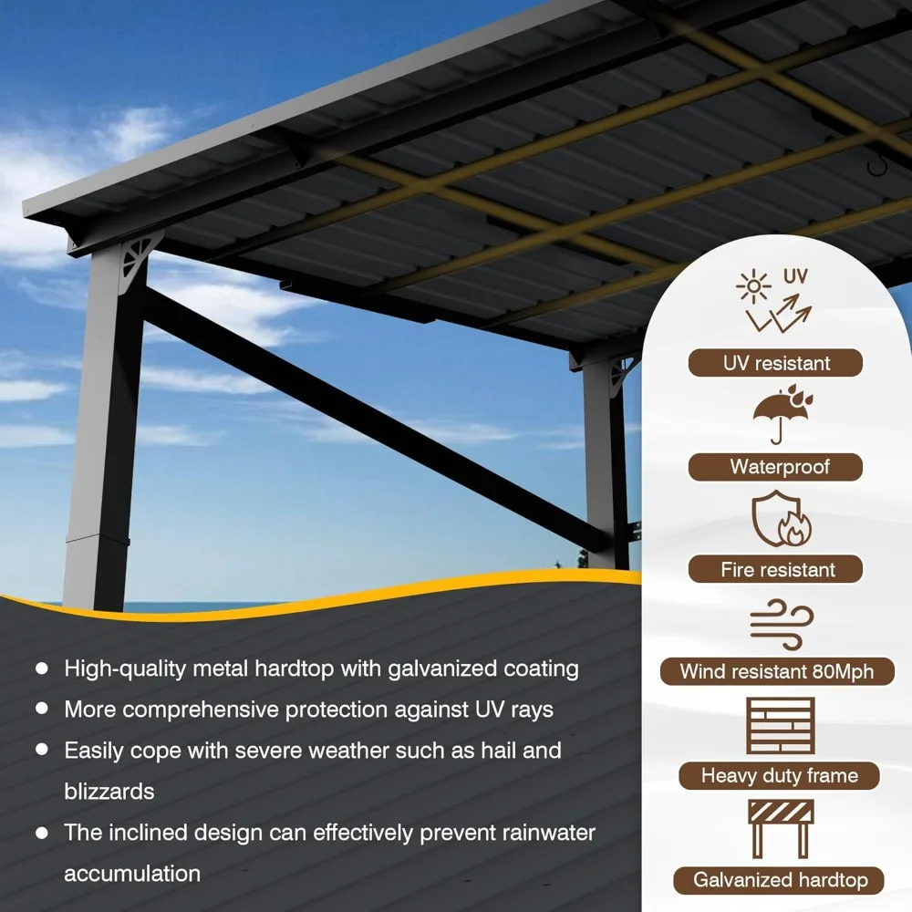 EBE 10 × 8 بوصة شرفة صلبة، عريشة خارجية مائل إلى شرف المراقبة مع سقف فولاذي مجلفن، عريشة أكشاك مثبتة على الحائط، مظلة معدنية #5