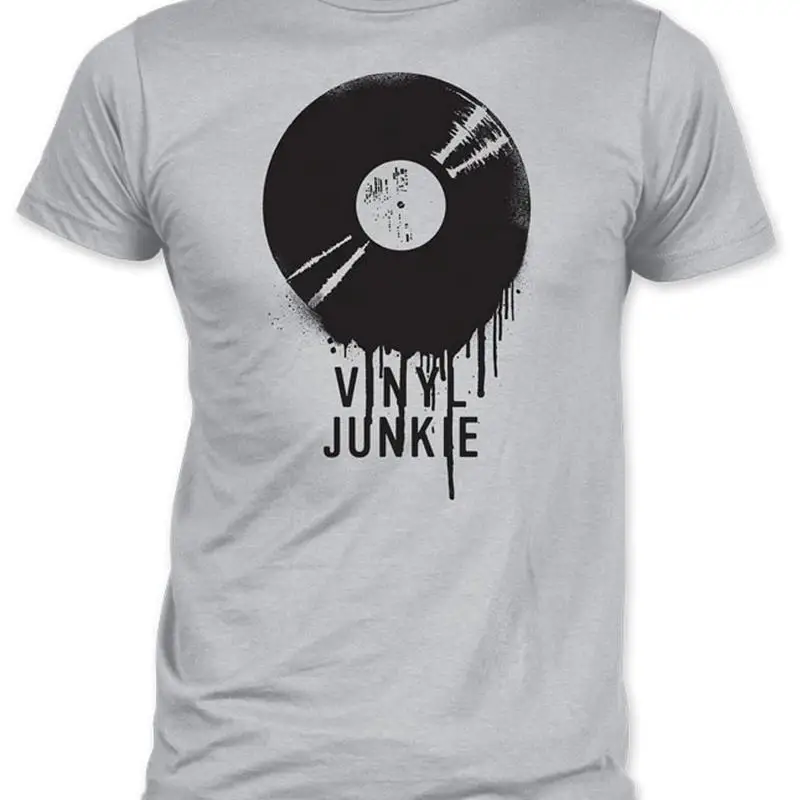 Impact Vinyl Junkie Adult T Shirt Music Gramophone and CDs for him