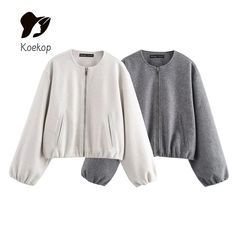 

Koekop женская модная однотонная мягкая куртка-пилот пальто винтажная повседневная женская шикарная женская куртка с длинным рукавом и круглым вырезом