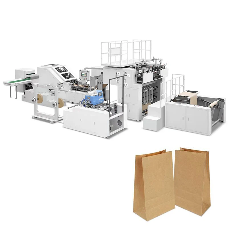 Fully Automatic Paper Bag Making Machine Auto Flat Bottom   Maker   Cover  with 2 Colour Printing