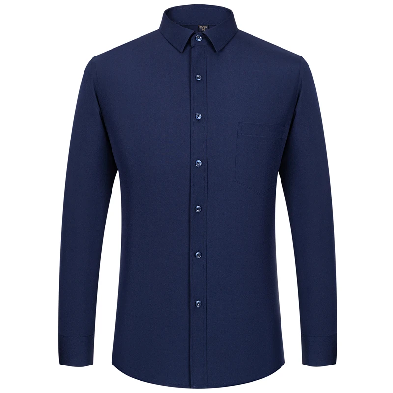 Business Casual Long Sleeve Shirt Breathable Anti-Wrinkle Men's Workwear Blue White Professional Attire for Youth Wear 6XL-7XL