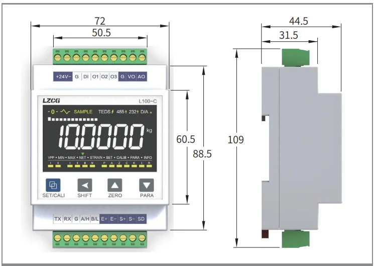 L100C Peak Valley Capture RS485/RS232 Modbus-RTU Force Measuring Instrument 0~20mA/0~10V Strain Gauge Bridge Sensors Capture