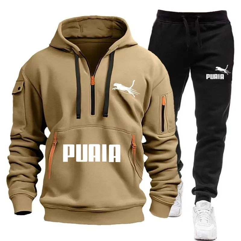 New Men\'s Sportswear Zippered Hoodie+sports Pants Two-piece Set Autumn and Winter Men\'s Daily Casual Sports suit Jogging Suit