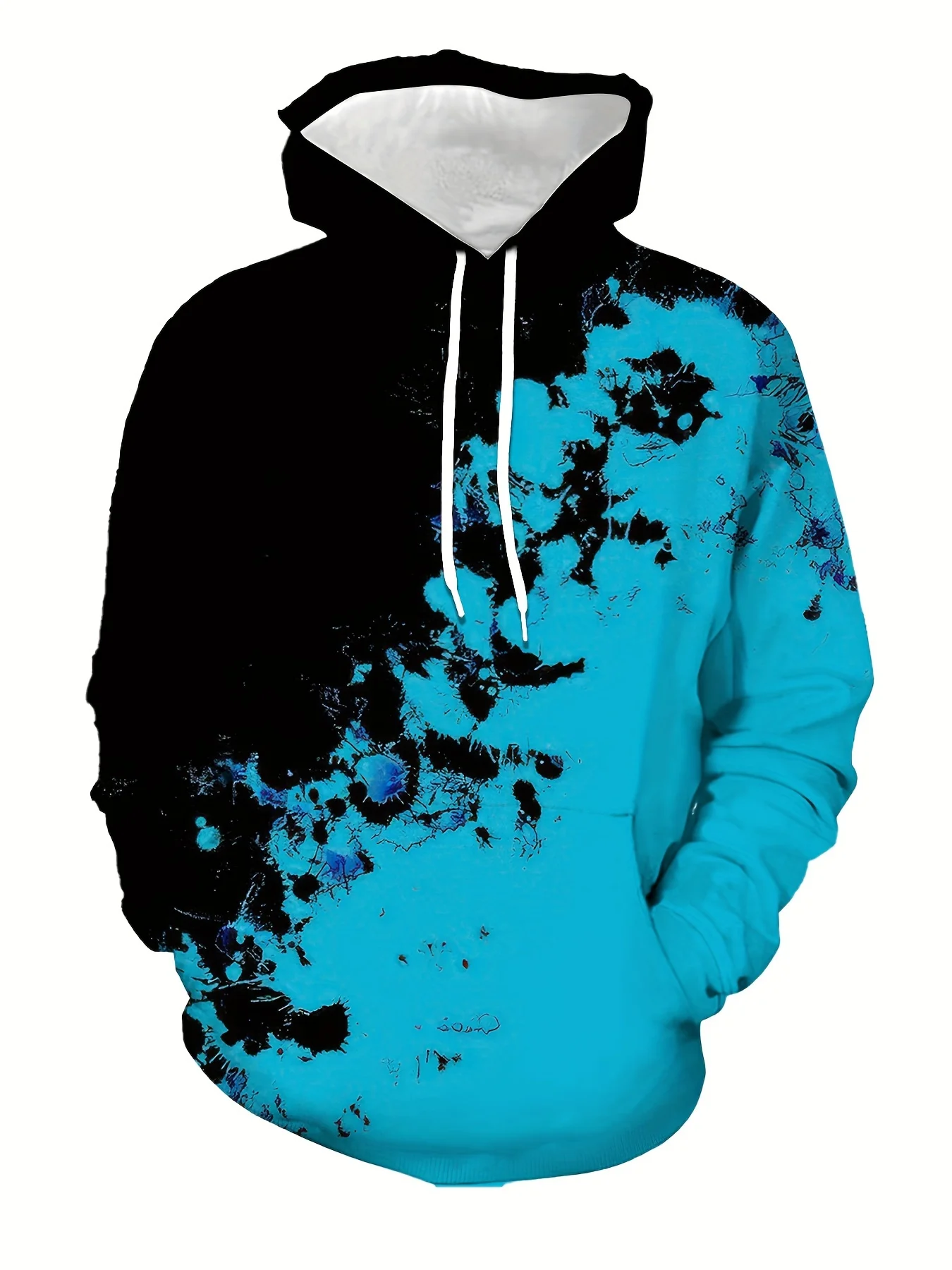 Colorful Ink Splatter Men's 3D Print Hoodie Active Slightly Stretch Breathable Hooded Sweatshirt For Outdoor Casual Comfort Tops