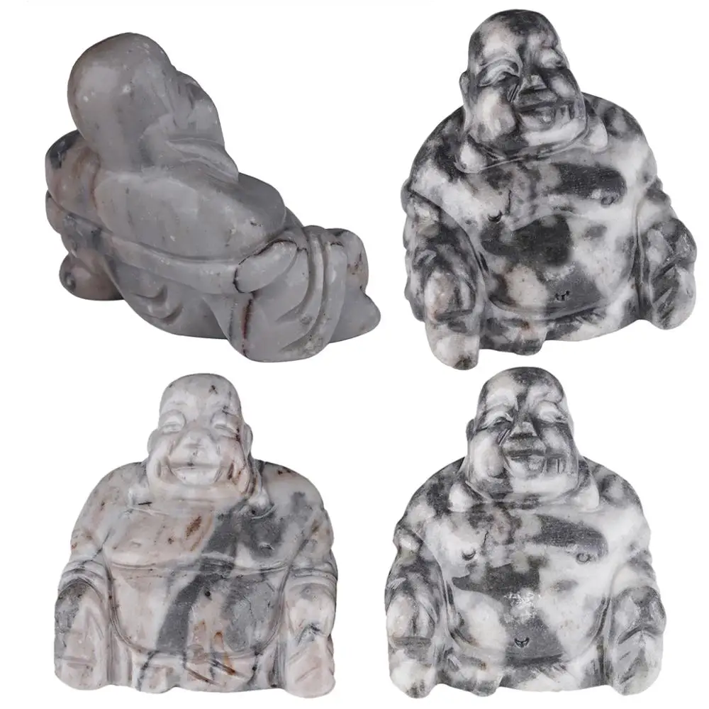 TUMBEELLUWA 1.5 ''شفاء جوهرة حجر يضحك بوذا تمثال تمثال اليد منحوتة تميمة جيب حجر للمنزل مجوهرات الديكور