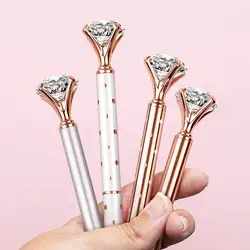 High quality Glitter Crystal Diamond hat Model Business office School stationery Ballpoint Pen 1.0mm Financial ball point pens