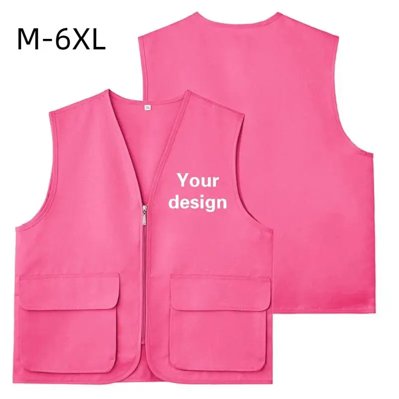 Gilet personnalisé à grandes poches, vêtement de travail, pour activités de bénévolat d'entreprise, équipe de photographie, supermarché, gilet résistant à l'usure, impression de logo