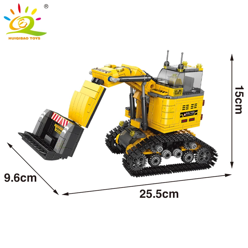 HUIQIBAO 535pcs 6in1 Engineering Truck Building Blocks City Construction Bulldozer Crane Car Bricks Set For Children TOYS Kids