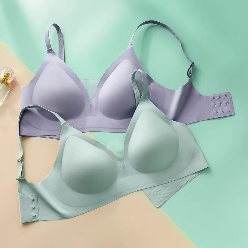 New Latex Seamless Underwear Women No Steel Ring Lace Tube Top Gathered Sports Pure Color Bra Breastfeeding Anti-sagging Bra