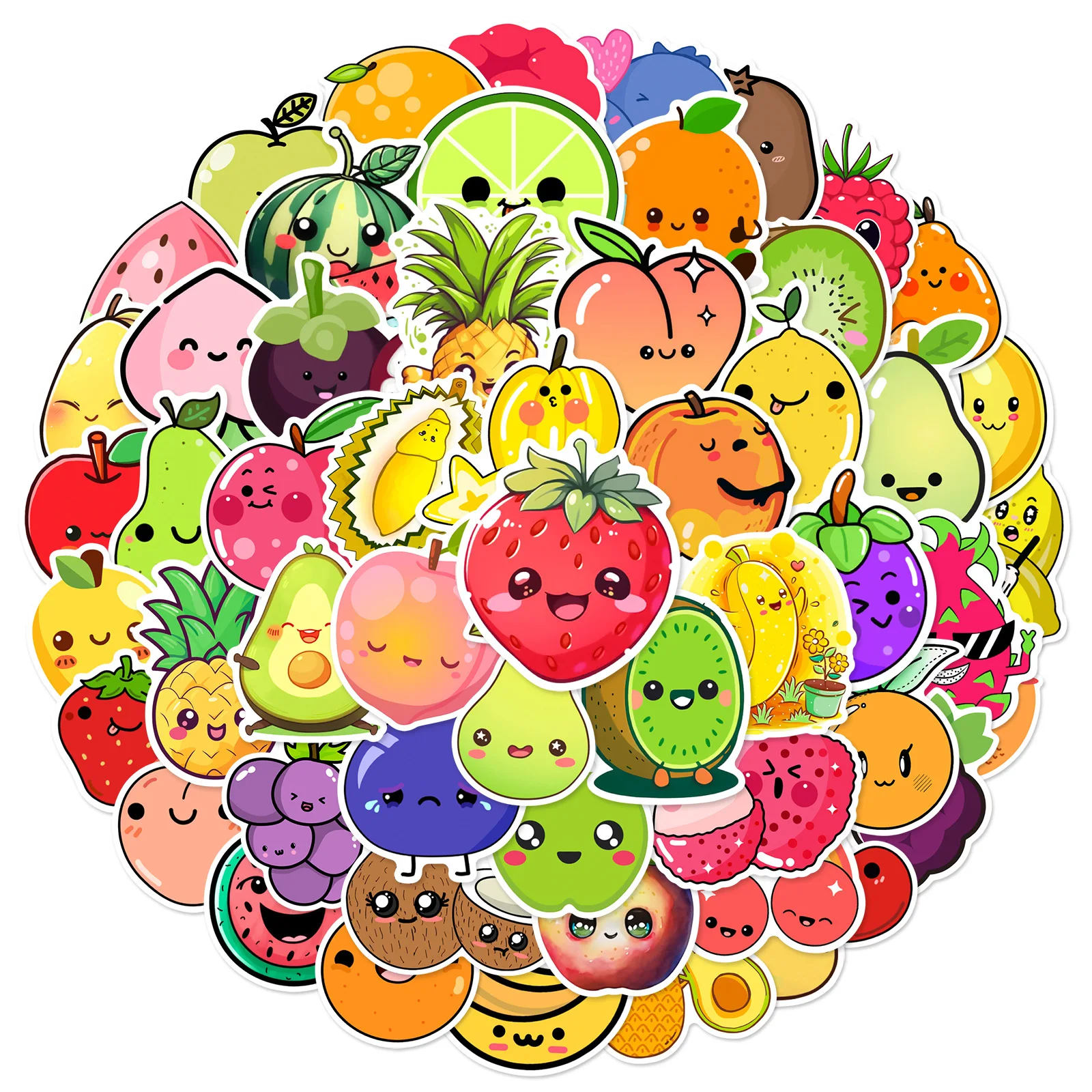 10/30/60pcs Kawai Cartoon Fruit Meme Stickers Graffiti for DIY Decor Scrapbooking Stationery Suitcase Water Bottle Phone Laptop