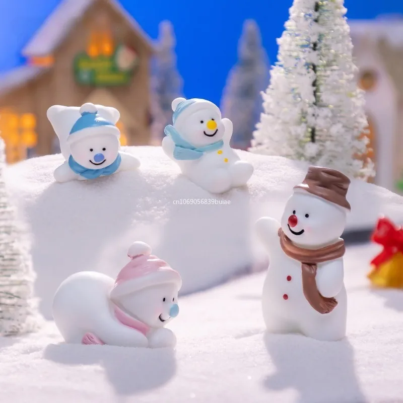مصغرة عيد الميلاد ثلج تمثال الكرتون سنو مان دمية مصغرة ثلج تمثال سطح المكتب المشهد الصغير اكسسوارات ديكور المنزل