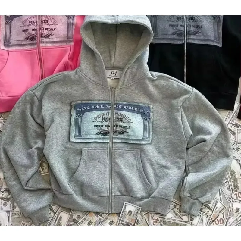 Suéter con capucha retro americano para hombres y mujeres, modelos de pareja, Calavera, viento perezoso, estampado, capucha, manga larga,