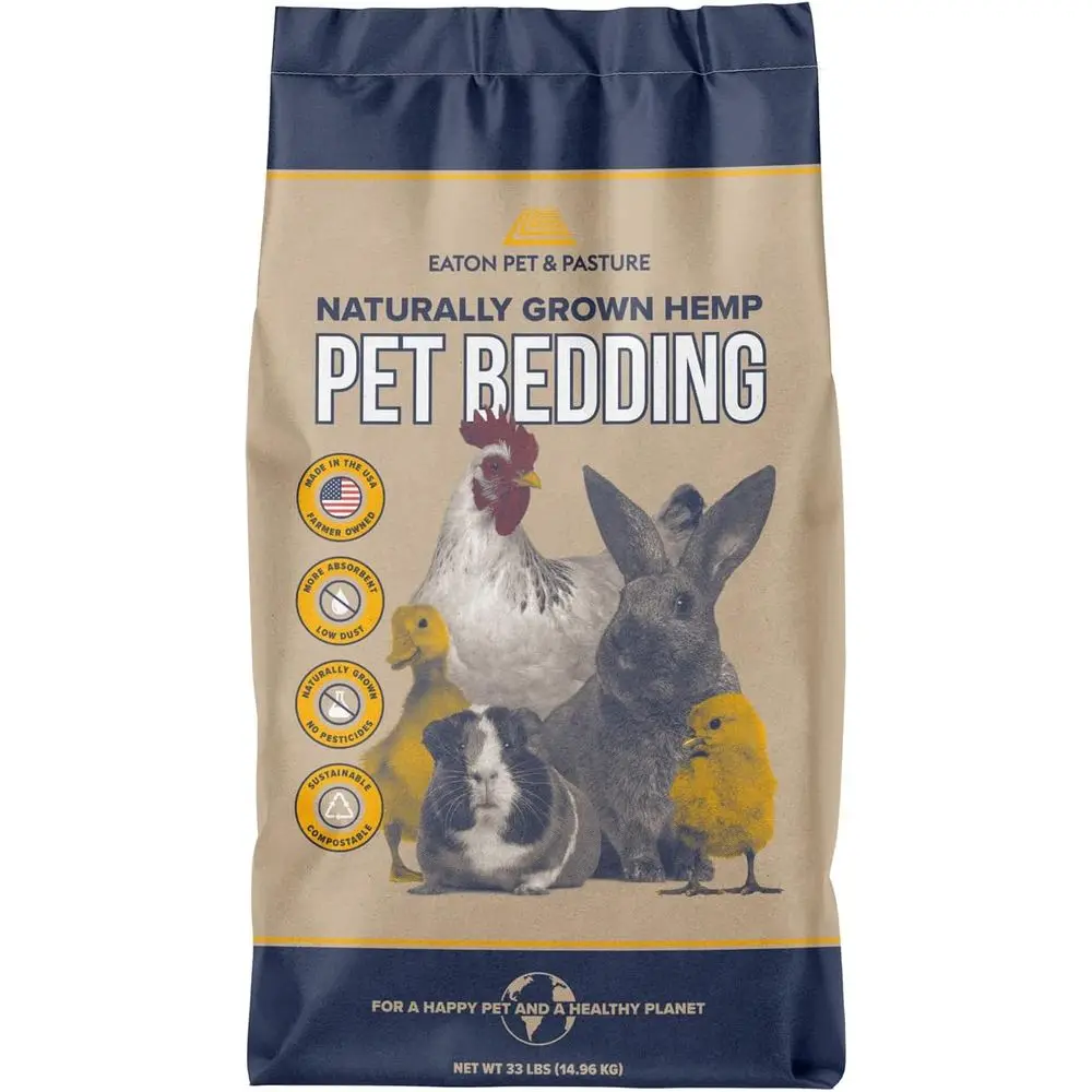 Eco-Friendly 33LB Hemp Bedding for Pets: Absorbent, Hypoallergenic, Suitable for Chickens, Rabbits, Hamsters & Small Animals